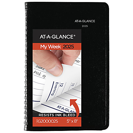 2025 AT-A-GLANCE® DayMinder Weekly Appointment Book Planner, 5" x 8", Black, January To December