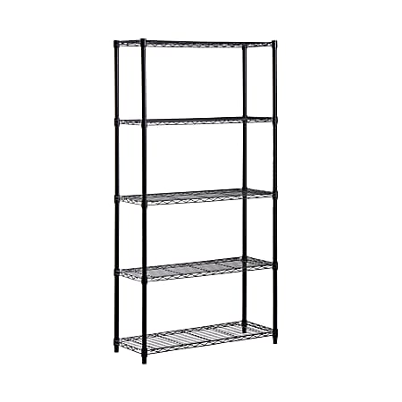 Honey-can-do SHF-01442 5-Tier Industrial Shelving Holds 200-Pounds Per Shelf, 72-Inch, Black - 5 Tier(s) - 72" Height x 14" Width36" Length - Floor - Durable, Adjustable Shelf, Rust Resistant - Black - Steel