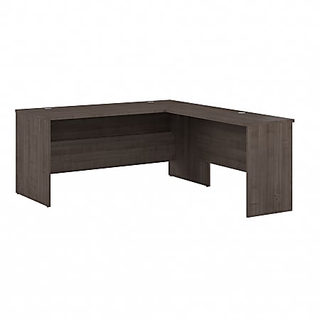 Bestar Ridgeley 65”W L-Shaped Corner Desk, Medium Gray Maple