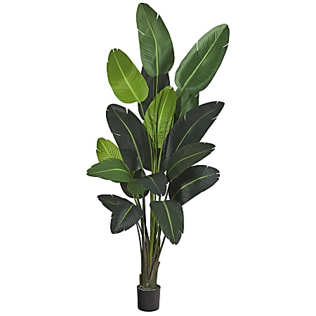 Nearly Natural Traveler’s Palm 96”H Artificial Tree With Planter, 96”H x 34”W x 29”D, Green/Black