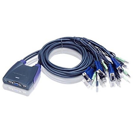 ATEN 4-Port USB KVM Switch - 4 Computer(s) - 1 Local User(s) - 2048 x 1536 - 2 x USB1 x VGA - Desktop