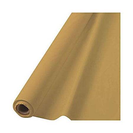 Amscan Plastic Table Cover Roll, 100' x 40", Gold