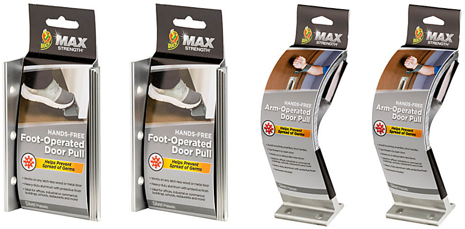 Duck® Brand Max Strength Hands-Free Foot-Operated And Arm-Operated Door Pulls, Set Of 4 Door Pulls