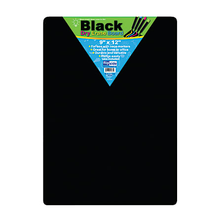Flipside Non-Magnetic Unframed Dry-Erase Whiteboards, 9" x 12" x 1/8", Black, Pack Of 6