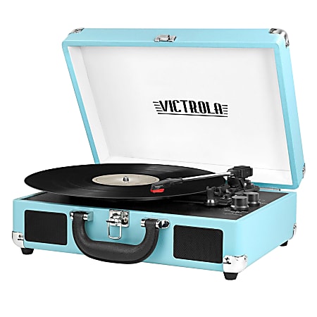 Victrola Portable Suitcase Turntable, 13.9"H x 10.1"W x 4.3"D, Turquoise, VSC-550BT-TRQ