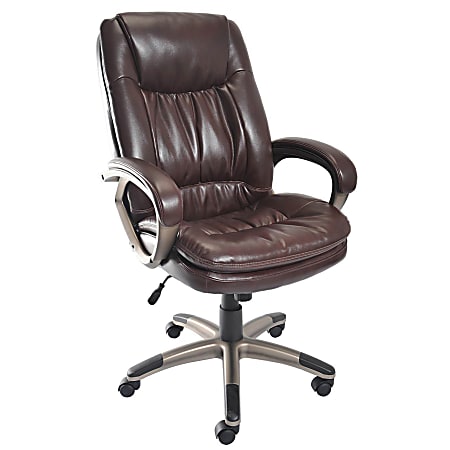 Realspace® Harrington Bonded Leather High-Back Chair, Burgundy