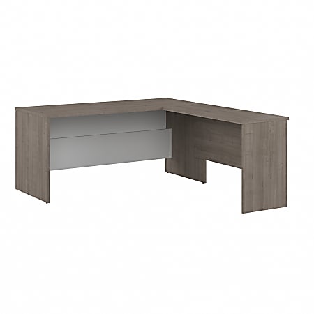 Bestar Ridgeley 65”W L-Shaped Corner Desk, Silver Maple/Pure White