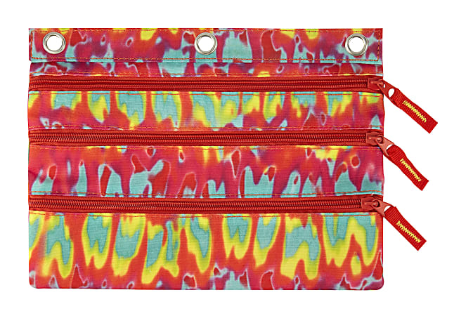 Office Depot® Brand 3-Ring 3-Zipper Canvas Pencil Pouch, 10-1/4" x 7-3/4", Chemical Reaction