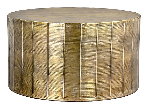 Zuo Modern Chris Aluminum Round Coffee Table, 15-15/16”H x 29-5/16"W x 29-5/16"D, Antique Brass