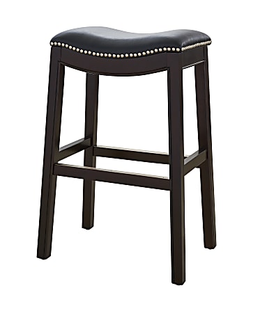 New Ridge Home Goods Julian Faux Leather Bar Stool, Black/Espresso