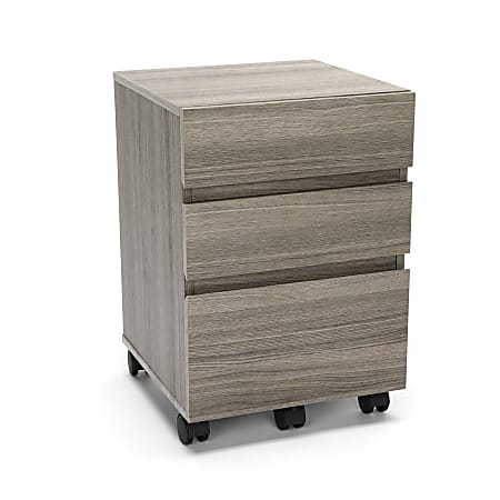 Essentials By OFM 3-Drawer Mobile Pedestal Cabinet, Driftwood