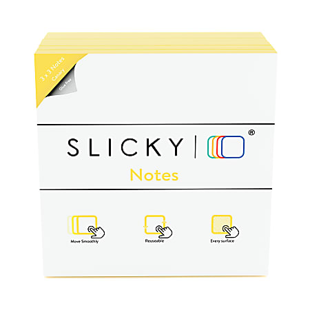 Slickynotes Self Stick Notes 3 x 3 100percent Recycled Yellow 95 Sheets ...