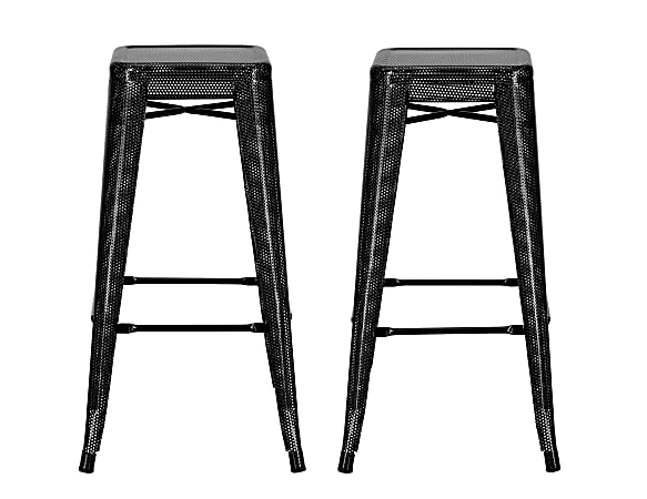 DHP Nova Metal Mesh Backless Bar Stool Black Office Depot