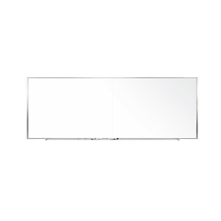 Ghent 2-Piece M1 Porcelain Magnetic Whiteboard, 48-1/2” x 120-3/4”, White, Satin Aluminum Frame