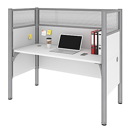 Bestar Pro-Biz 63”W Single Office Cubicle With High Privacy Panels, White