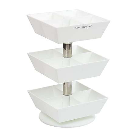 Mind Reader Anchor 3-Tier/12-Compartment Tea Carousel Countertop Organizer, 11-1/2"H x 6-3/4"W x 6-3/4"D, White