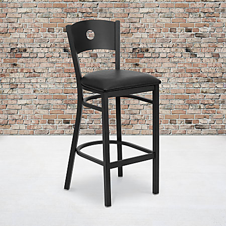 Flash Furniture Circle Back Metal/Vinyl Restaurant Bar Stool, Black