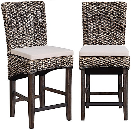 Coast to Coast Quest Counter-Height Dining Bar Stools, Cream/Natural Sea Grass, Set Of 2 Stools