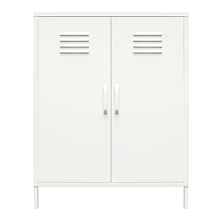 Ameriwood™ Home Mission District 2-Door 3-Shelf Metal Locker Storage Cabinet, 40"H x 31-1/2"W x 15-3/4"D, White