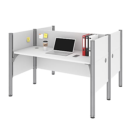 Bestar Pro-Biz 63"W Computer Desk Office Cubicles With Low Privacy Panels, White