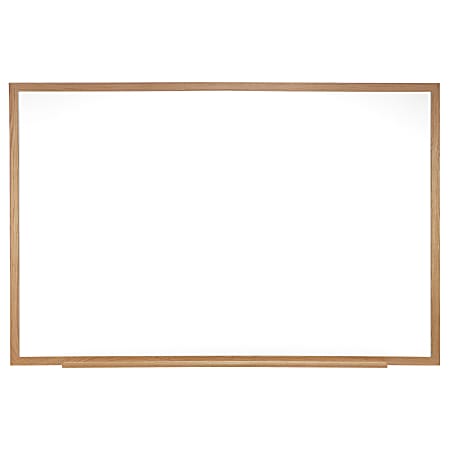 Ghent M1 Porcelain Magnetic Whiteboard, 48-9/16” x 88”, White, Natural Wood Frame