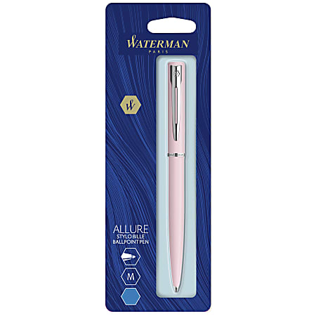 Waterman® Allure Ballpoint Pen, Medium Point, 1.0 mm, Pink Barrel, Blue Ink