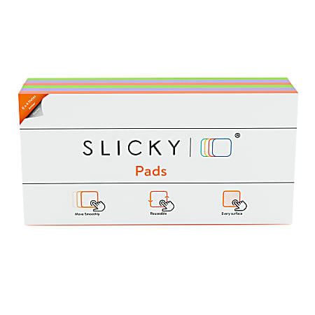 Slickynotes Self-Stick Notes, 4" x 8", Assorted Colors, 95 Sheets Per Pad, Pack Of 6 Pads