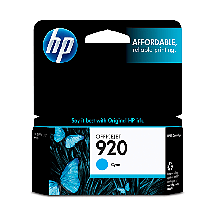 HP 920 Cyan Ink Cartridge, CH634AN