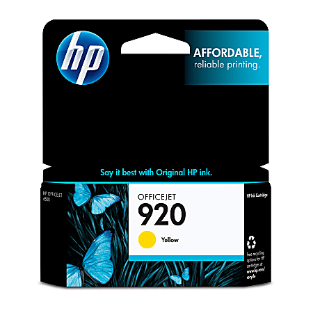 HP 920 Yellow Ink Cartridge, CH636AN