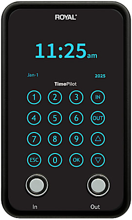 TimePilot Vetro 39153D Time Clock, Unlimited Employees, 5-1/2”H x 3-1/2”W x 1-1/2”D, Black