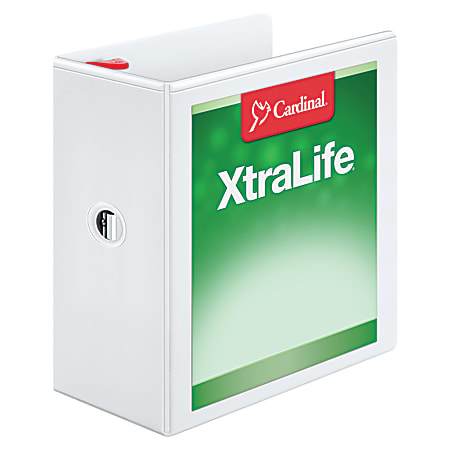 Cardinal® XtraLife™ Locking Slant-D® Ring 3-Ring Binder, 5" D-Rings, 55% Recycled, White