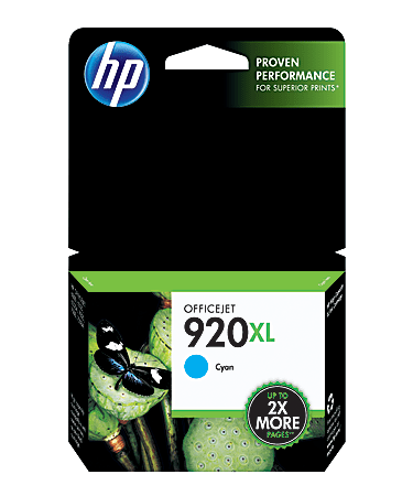 HP 920XL Cyan High-Yield Ink Cartridge, CD972AN