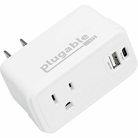 Plugable Wall Outlet Extender with 1x USB-C and 1x USB, 32W USB C Charger Block - USBC Fast Charger  - PS1CA1