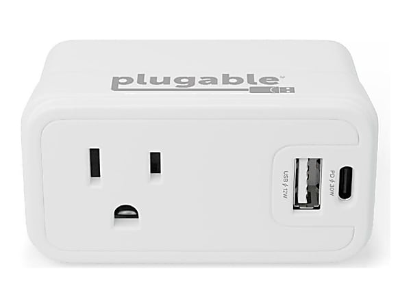 Plugable - Power adapter - 32 Watt - 2.4 A - PD 3.0 - 2 output connectors (USB, 24 pin USB-C)