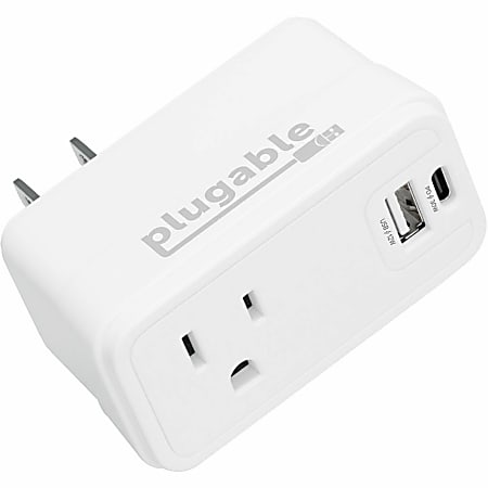 Plugable Wall Outlet Extender with 1x USB-C and 1x USB, 32W USB C Charger Block - USBC Fast Charger for iPhone 13/14, Travel, Home, Office, Cruise Ship