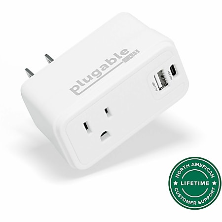 Plugable Wall Outlet Extender with 1x USB-C and 1x USB, 32W USB C Charger Block - USBC Fast Charger  - PS1CA1