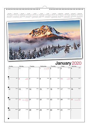 Office Depot Brand Monthly Wall Calendar 12 x 17 Photographic January