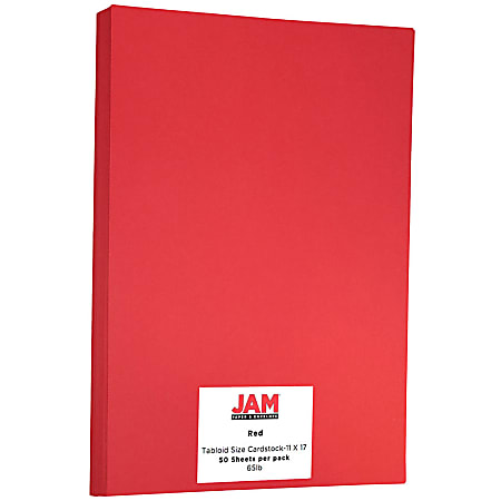JAM Paper® Card Stock, Re-Entry Red, Ledger (11" x 17"), 65 Lb, 30% Recycled, Pack Of 50