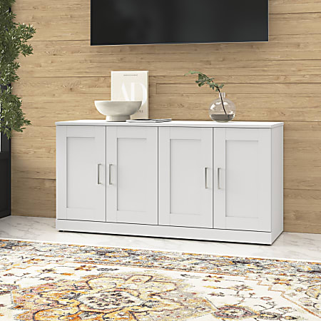 Bush Business Furniture Hampton Heights 60"W Bookshelf With Doors, White, Standard Delivery