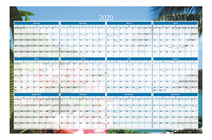 Office Depot® Reversible Erasable Regular Year Wall Calendar, 36" x 24", Multicolor, January To December 2020, OD303228