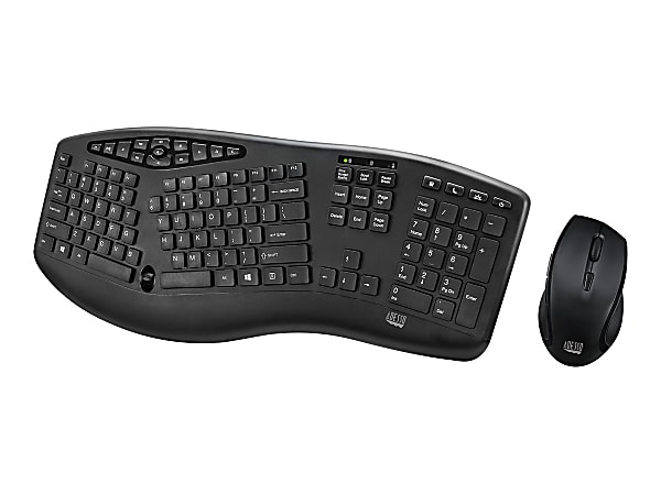 Adesso TruForm Media 1600 Wireless Ergonomic Keyboard and Optical Mouse Combo