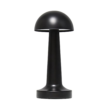 Simple Designs Mushroom Magic Mini Metal Dimming Rechargeable Cordless 4-Way Touch Sensor Dome Desk Lamp, 8-15/16"H, Black