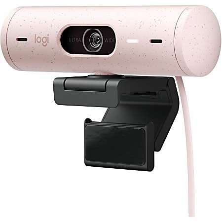 Logitech Brio 500 Full HD webcam, auto framing, noise-reducing mics, privacy shutter, streaming & video calling, Rose - 960001432