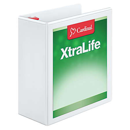 Cardinal® XtraLife™ Locking Slant-D® Ring 3-Ring Binder, 4" D-Rings, White