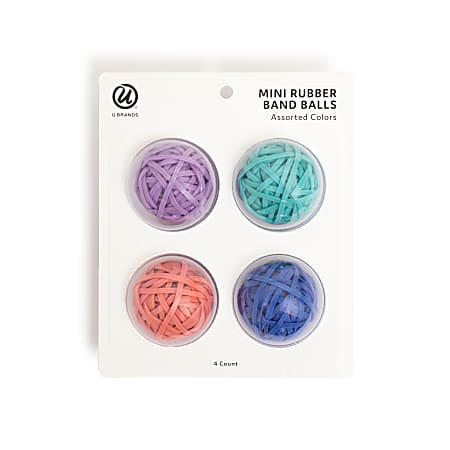 U Brands&reg; Mini Rubber Band Balls, Assorted Brights, Set Of 4 Balls