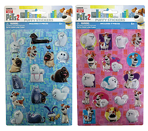 Inkology Puffy Stickers, The Secret Life Of Pets, Pack Of 6 Sheets