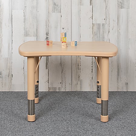Flash Furniture 27"W Rectangular Plastic Height-Adjustable Activity Table, Natural