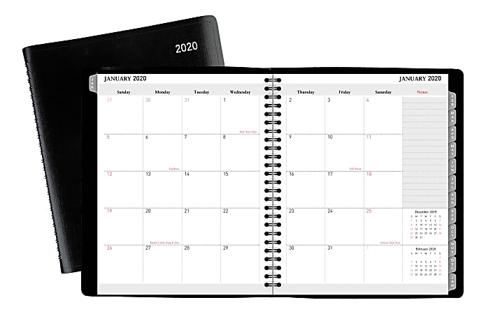 Office Depot® Brand 13-Month Monthly Planner, 7" x 9", Black, January 2020 To January 2021, OD711100