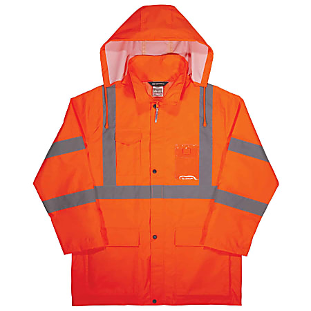 Ergodyne GloWear® 8366 Lightweight Type R Class 3 High-Visibility Rain Jacket, Medium, Orange
