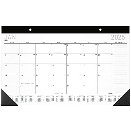 2025 AT-A-GLANCE® Contemporary Monthly Desk Pad Calendar, 18" x 11", Traditional, January 2025 To December 2025, SK14X00